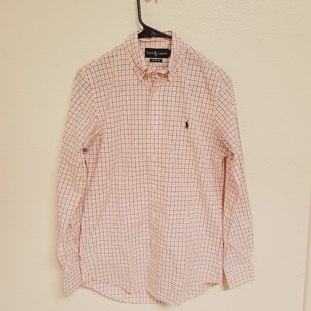 Ralph Lauren Orange and Blue Plaid Button Down Shirt